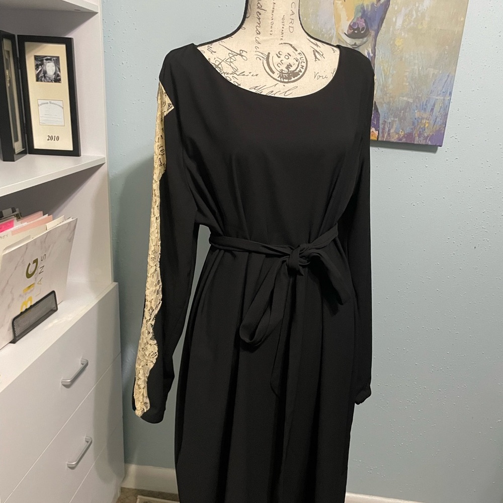 Eloquii Black Sheath Dress Long Sleeve Scoop Neck